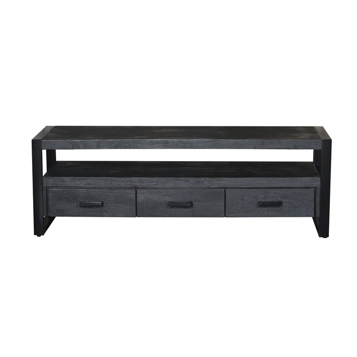 Kast Norris Mangohout Zwart 150x45x50 cm-TV-meubels-Livingfurn