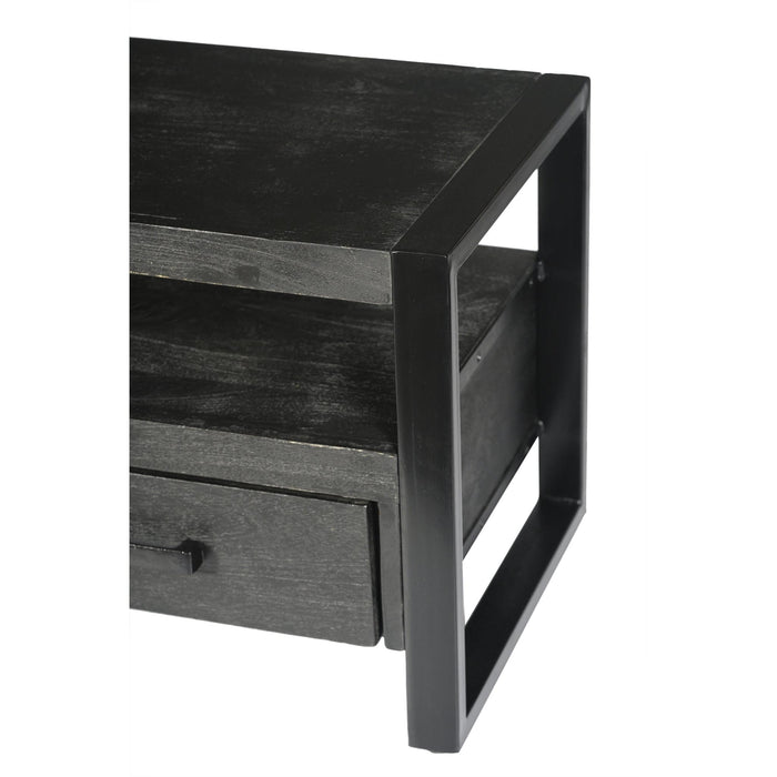 Kast Norris Mangohout Zwart 150x45x50 cm-TV-meubels-Livingfurn
