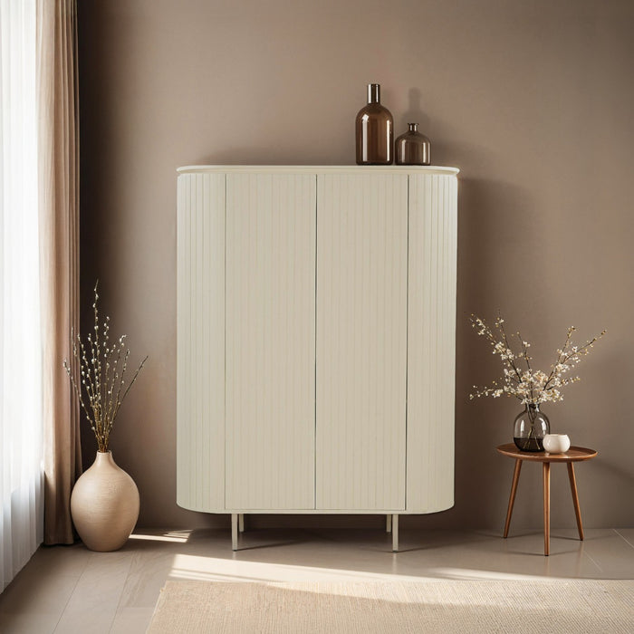 Kast Patou Mangohout Beige 43x115x151 cm-Opbergkasten-Livingfurn