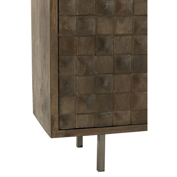 Kast Pino Metaal | Mango Hout Brown | Grey-Opbergkasten-J-Line