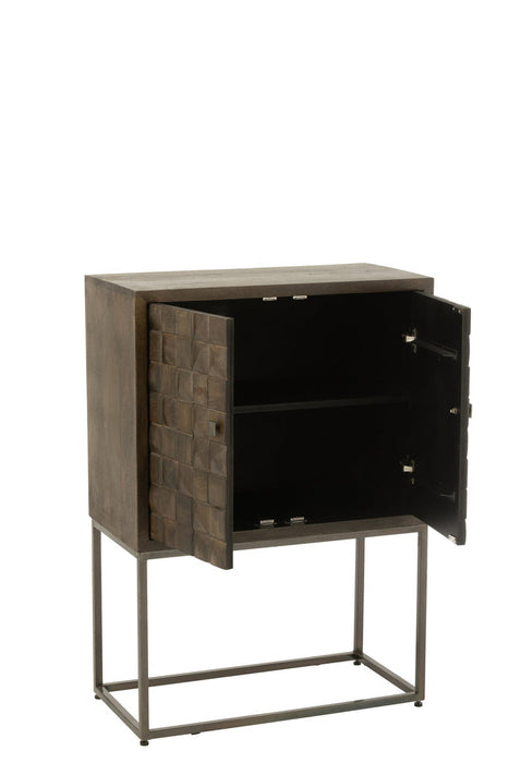Kast Pino metaal/mangohout bruin/grijs-Ladenkasten-J-Line
