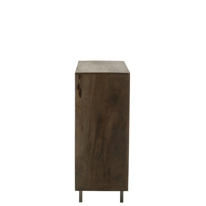 Kast Pino metaal/mangohout bruin/grijs-Opbergkasten-J-Line