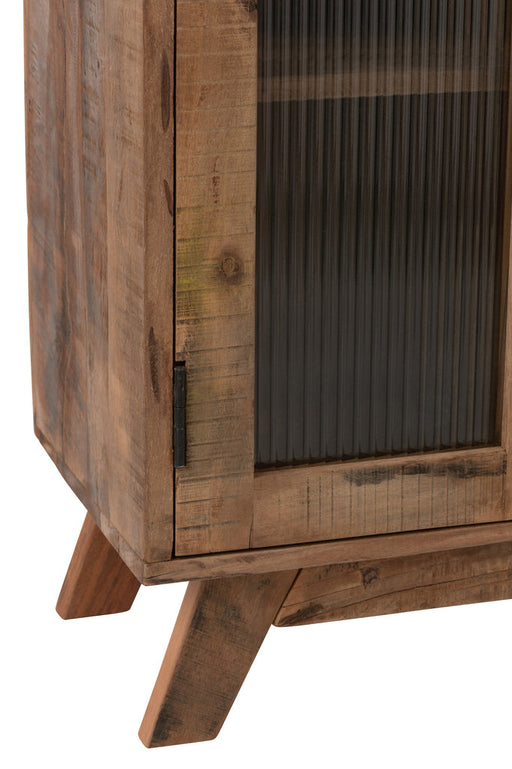Kast Retro gerecycleerd hout/glas naturel-Bijzettafels-J-Line