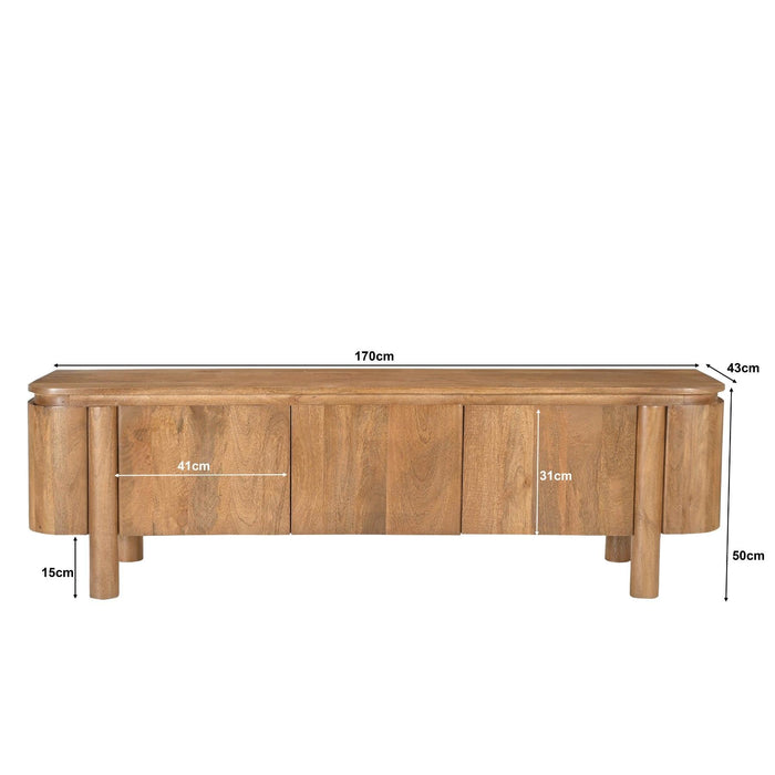 Kast Salano Mangohout Naturel hout 170x43x50 cm-TV-meubels-Livingfurn