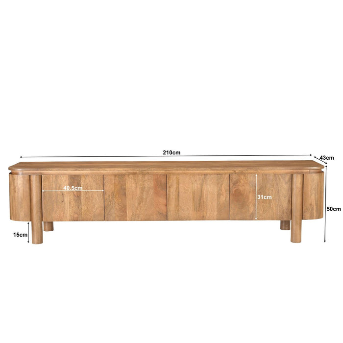 Kast Salano Mangohout Naturel hout 210x43x50 cm-TV-meubels-Livingfurn