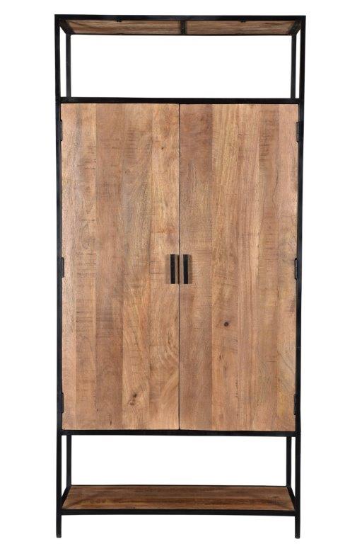 Kast Sturdy Mangohout Naturel hout 100x40x210 cm-Opbergkasten-Livingfurn