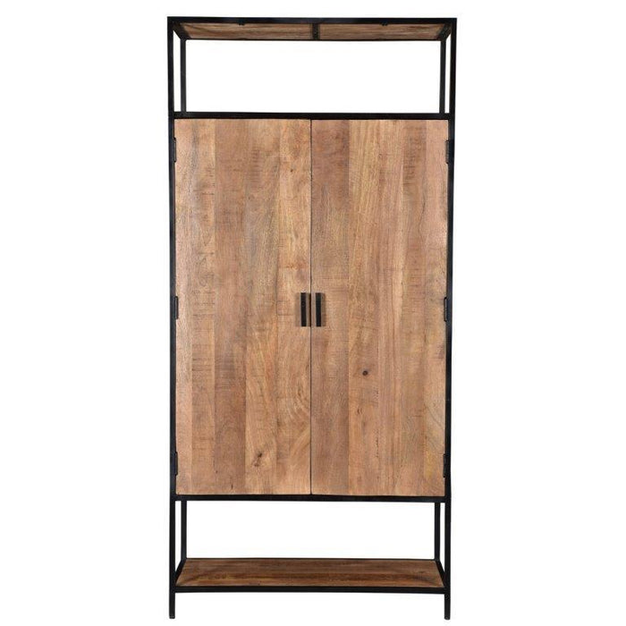 Kast Sturdy Mangohout Naturel hout 100x40x210 cm-Opbergkasten-Livingfurn