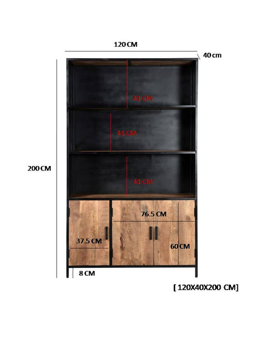 Kast Sturdy Mangohout Naturel hout 120x40x200 cm-Opbergkasten-Livingfurn
