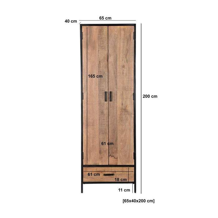 Kast Sturdy Mangohout Naturel hout 65x40x200 cm-Opbergkasten-Livingfurn