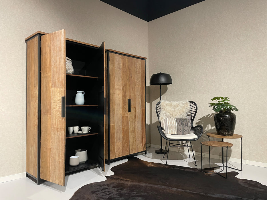 Kast Tomar Teakhout Naturel hout 100x40x195 cm-Opbergkasten-Livingfurn