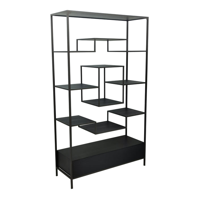 Kast Vakkenkast Zwart 40x110 cm-Opbergkasten-PTMD