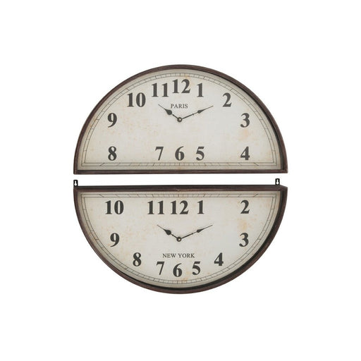 Klok 2 Pieces Paris London Metaal Bruin-Wanddecoratie-J-Line