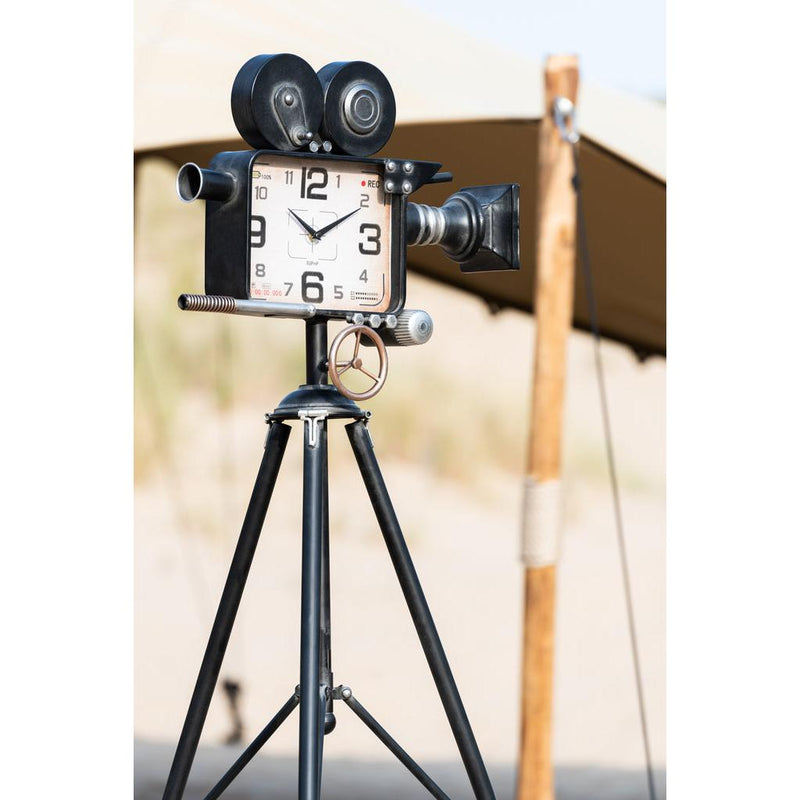 Klok Camera On Tripod IJzer Zwart 56x56x107.5 cm-Klokken-J-Line