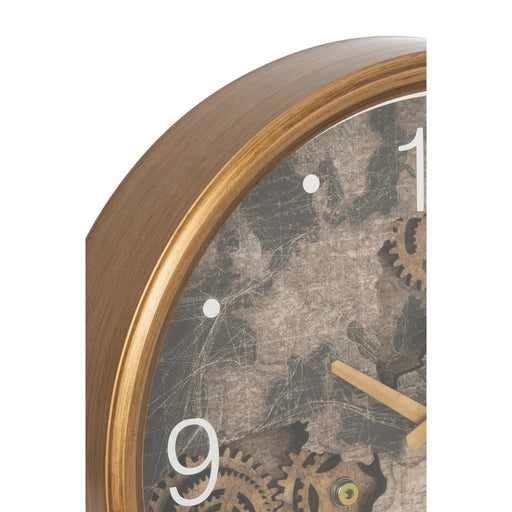 Klok Europe Map MDF Goud S-Klokken-J-Line