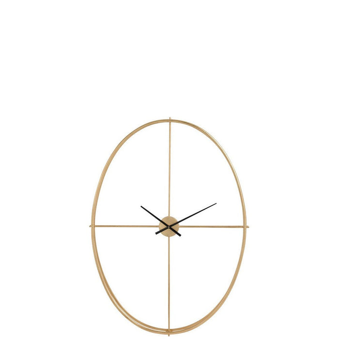 Klok Goud Metaal Ovaal 126x92 cm-Klokken-J-Line