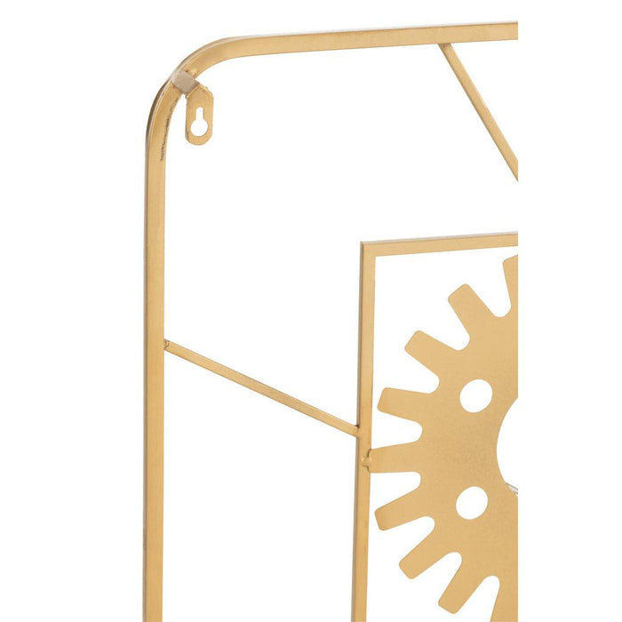 Klok Goud Metaal Vierkant 91x78 cm-Klokken-J-Line