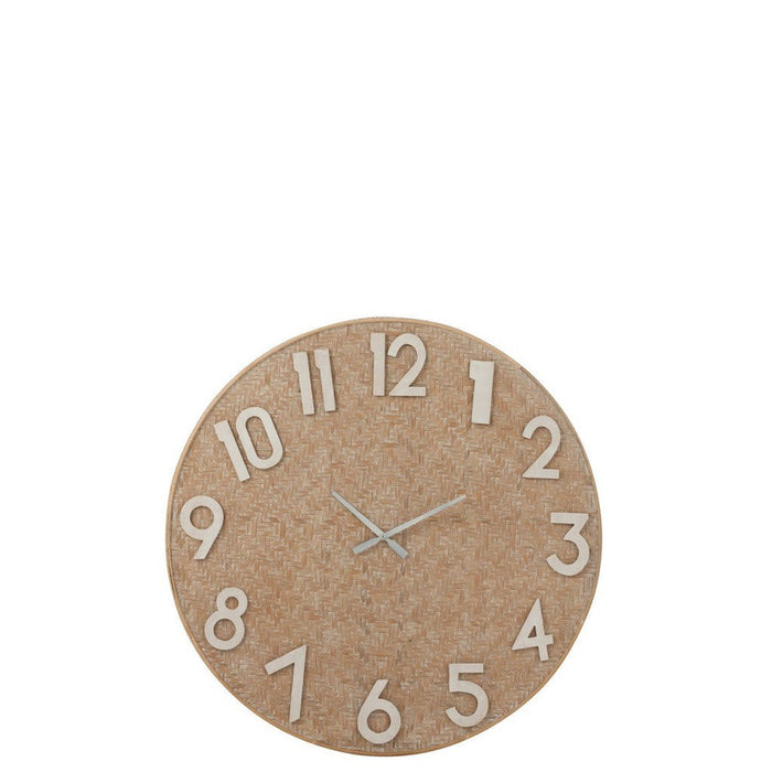 Klok Naturel Riet Rond 92 cm 91.5x91.5x4 cm-Klokken-J-Line