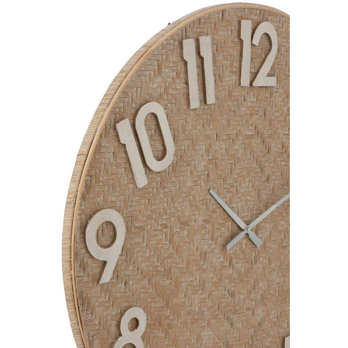 Klok Naturel Riet Rond 92 cm-Wanddecoratie-J-Line