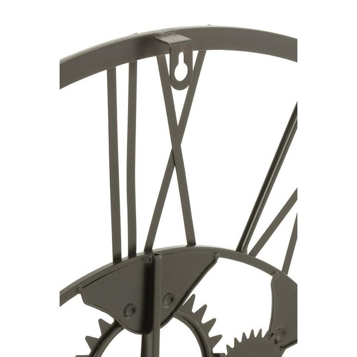 Klok Romeinse cijfers Wheels Metaal Zwart S 4x60x60 cm-Klokken-J-Line