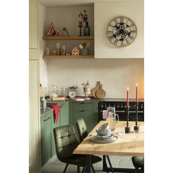 Klok Romeinse cijfers Wheels Metaal/Hout Zwart S-Klokken-J-Line