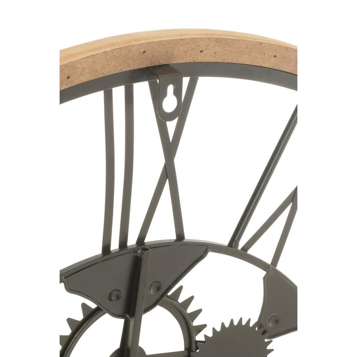 Klok Romeinse cijfers Wheels Metaal/Hout Zwart S-Wanddecoratie-J-Line