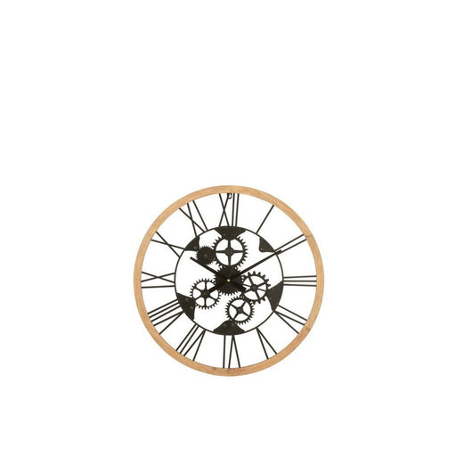 Klok Romeinse cijfers Wheels Metaal/Hout Zwart S-Klokken-J-Line