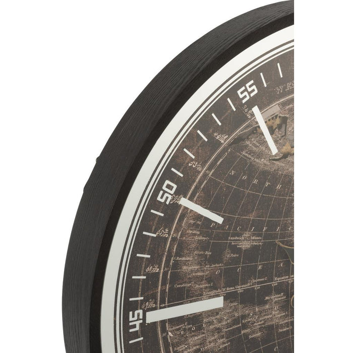 Klok Zwart Canvas L 80 cm 80x80x8 cm-Klokken-J-Line
