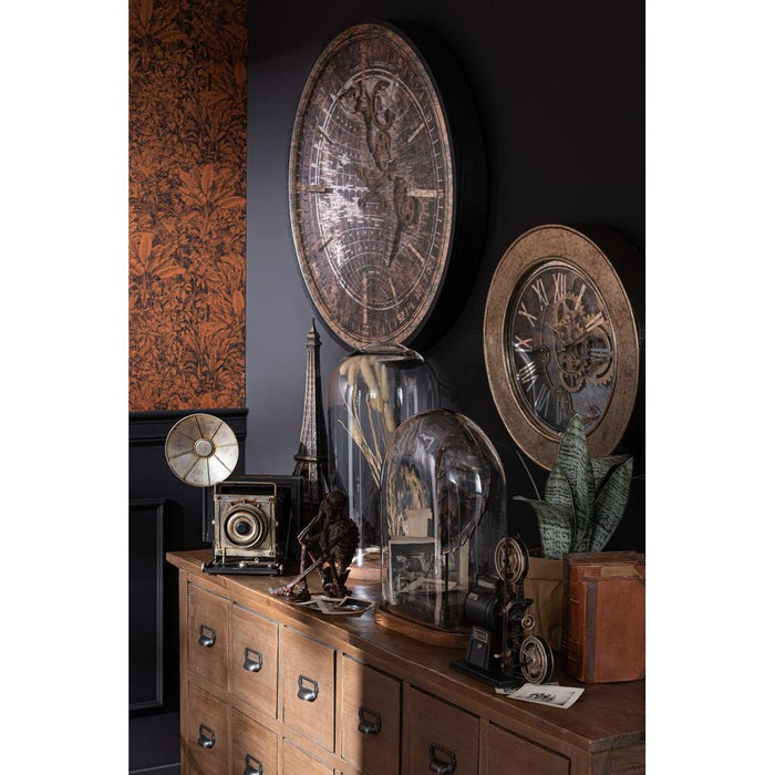 Klok Zwart Canvas L 80 cm-Klokken-J-Line