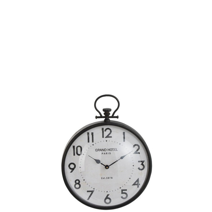 Klok Zwart Glas Rond 49x38 cm-Klokken-J-Line