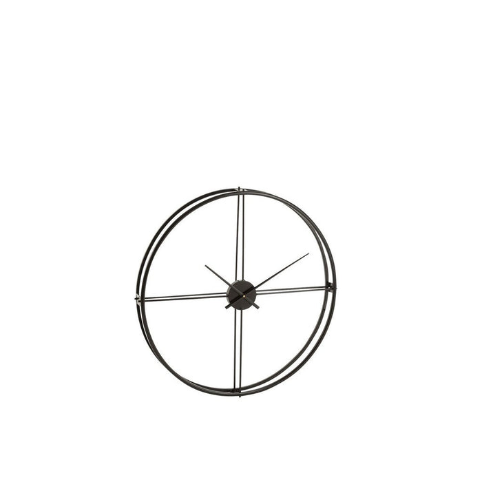 Klok Zwart Metaal Rond 80 cm 80x80x9 cm-Klokken-J-Line