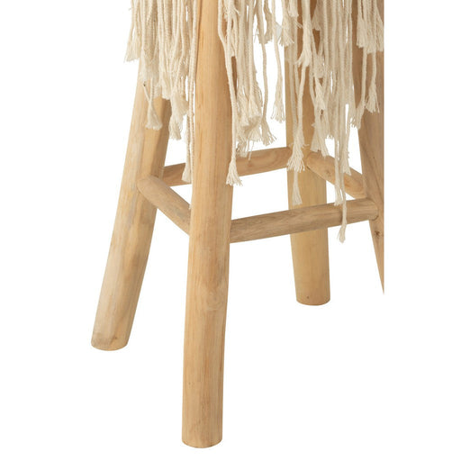 Kruk Fringes Hout | Macrame Wit-Krukjes-J-Line