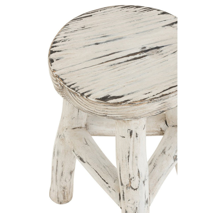 Kruk Ibiza Rond Hout Wit Wash-Krukjes-J-Line