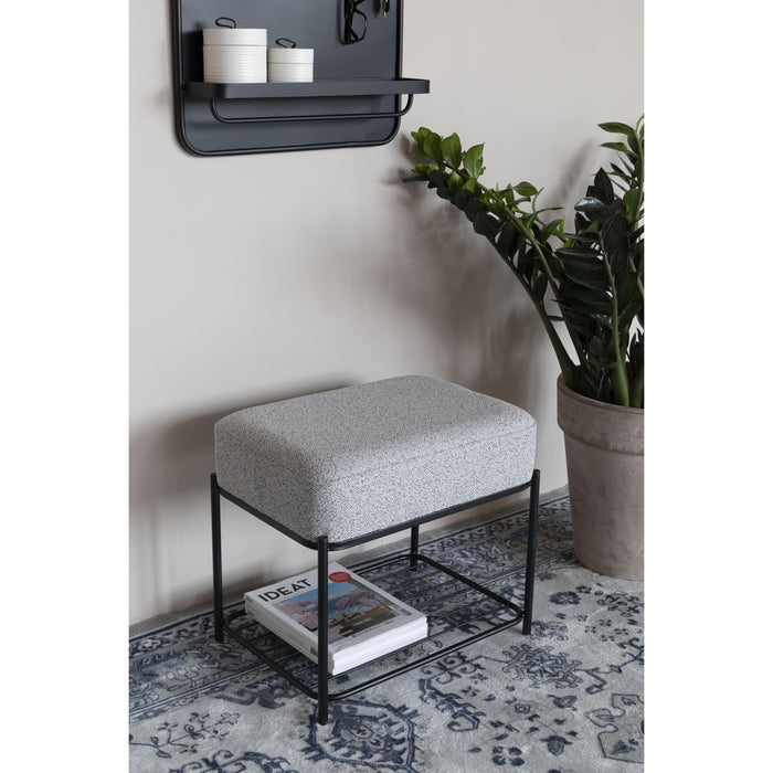 Kruk Milou Rectangular MDF, Pine hout, Polyester Grijs 50x35 cm-Krukken-Creating Home