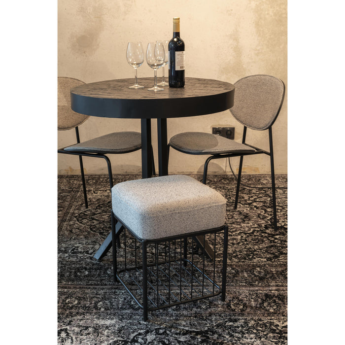 Kruk Milou Square MDF, Pine hout, Polyester Grijs 35x35 cm-Krukken-Creating Home