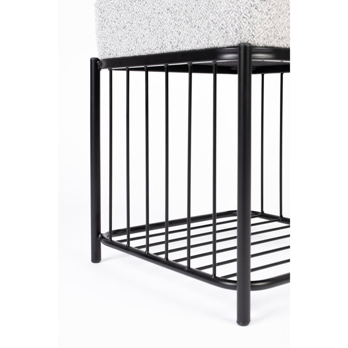 Kruk Milou Square MDF, Pine hout, Polyester Grijs 35x35 cm-Krukken-Creating Home