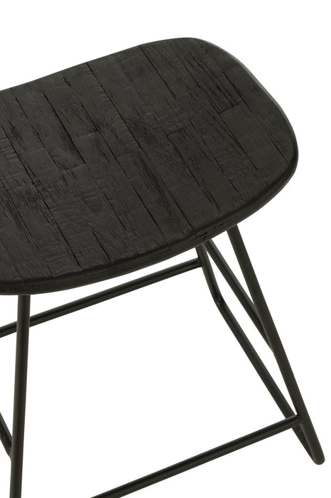 Kruk Rechthoekig gerecycleerd teak zwart small-Krukjes-J-Line
