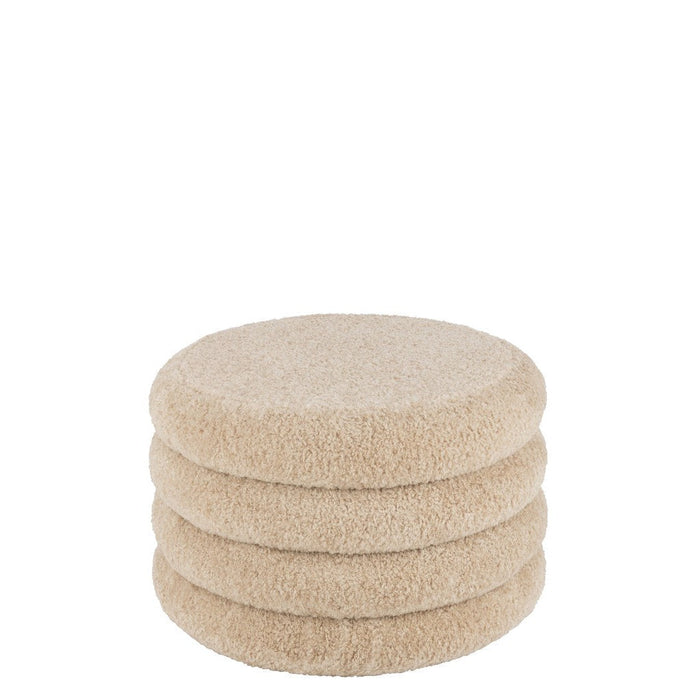 Kruk Rond Teddy Polyester Beige-Krukjes-J-Line