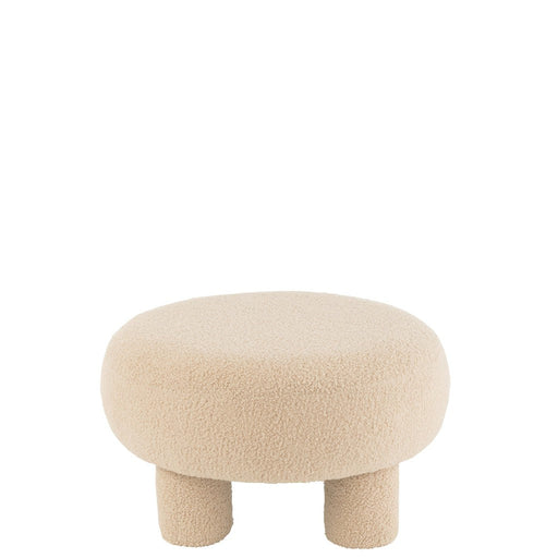 Kruk Rond Teddy Poten Bouclé Warn Beige-Krukjes-J-Line