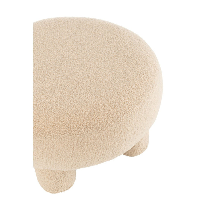 Kruk Rond Teddy Poten Bouclé Warn Beige-Krukjes-J-Line