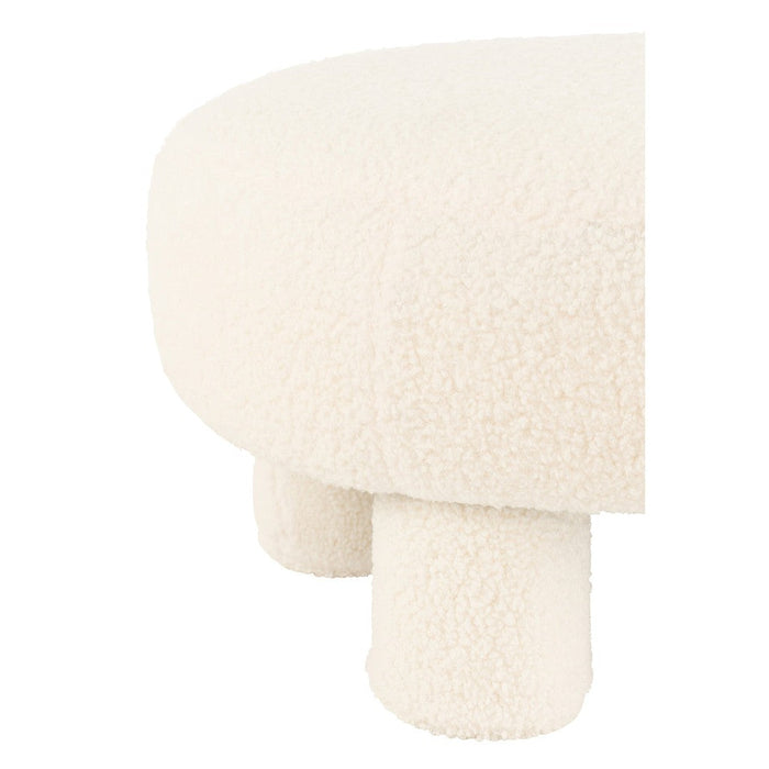 Kruk Rond Teddy Poten Bouclé Wit-Krukjes-J-Line