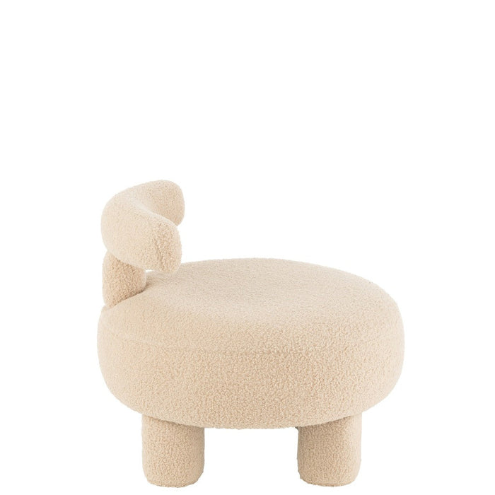 Kruk Rond met Eetkamerstoelback Bouclé Warm Beige-Krukjes-J-Line