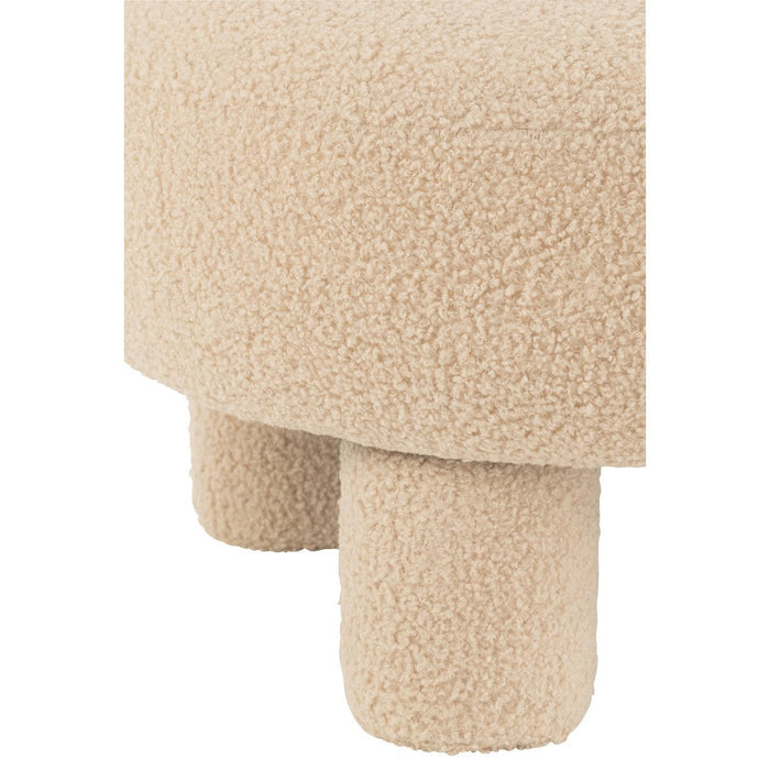 Kruk Rond met Eetkamerstoelback Bouclé Warm Beige-Krukjes-J-Line