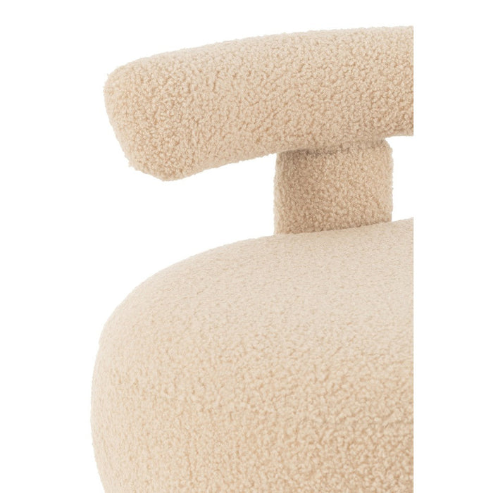 Kruk Rond met Eetkamerstoelback Bouclé Warm Beige-Krukjes-J-Line