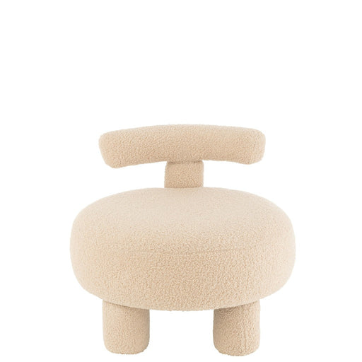 Kruk Rond met rugleuning bouclé warm beige-Krukken-J-Line