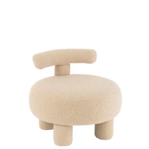 Kruk Rond met rugleuning bouclé warm beige-Krukken-J-Line