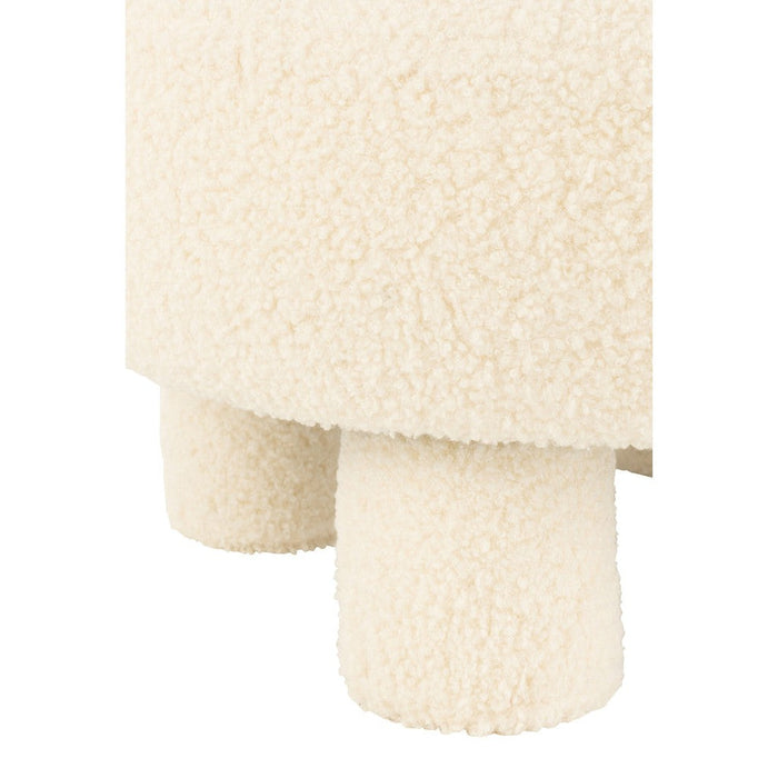 Kruk Rond met rugleuning bouclé wit-Krukken-J-Line