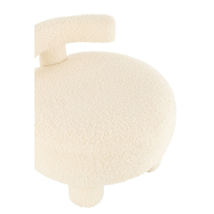 Kruk Rond met rugleuning bouclé wit-Krukken-J-Line