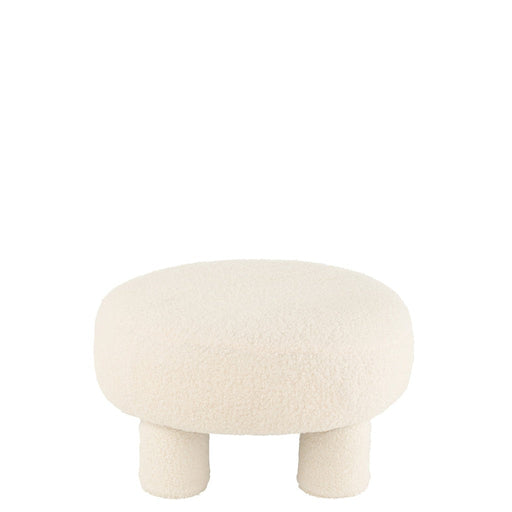 Kruk Rond teddy voeten bouclé wit-Krukken-J-Line