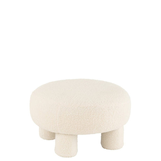 Kruk Rond teddy voeten bouclé wit-Krukken-J-Line