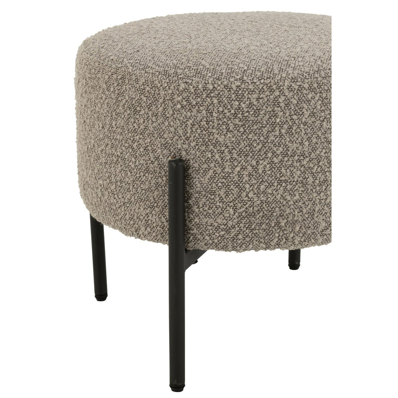 Krukje Bouclé Plywood/Polyester Grijs/Zwart 44x44x41.5 cm-Krukken-J-Line
